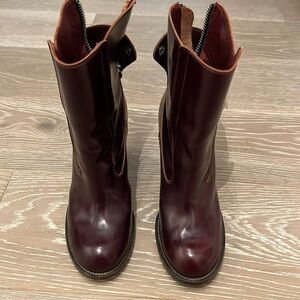 Chloe boots, leather, ox blood color, 4,5 inch heel, size 40. Back zippe…